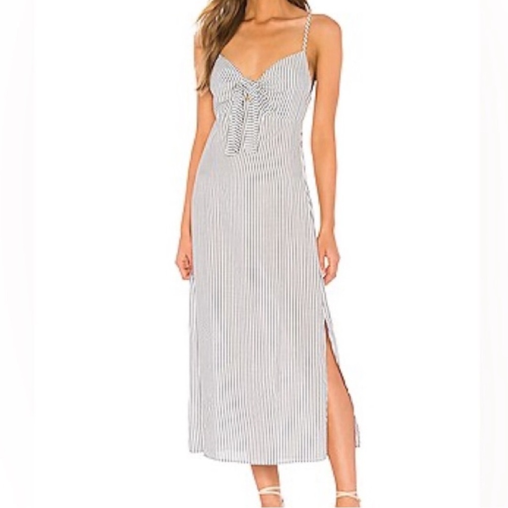 Show Me Your MuMu White and Black Striped Maxi Dress